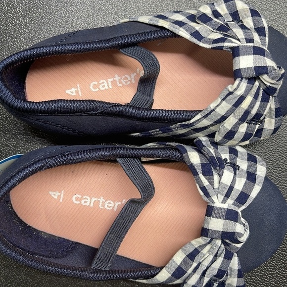 NWT Carter’s Navy Blue Gingham Mary Jane Flats Toddler Girl Size 4 - Picture 7 of 10